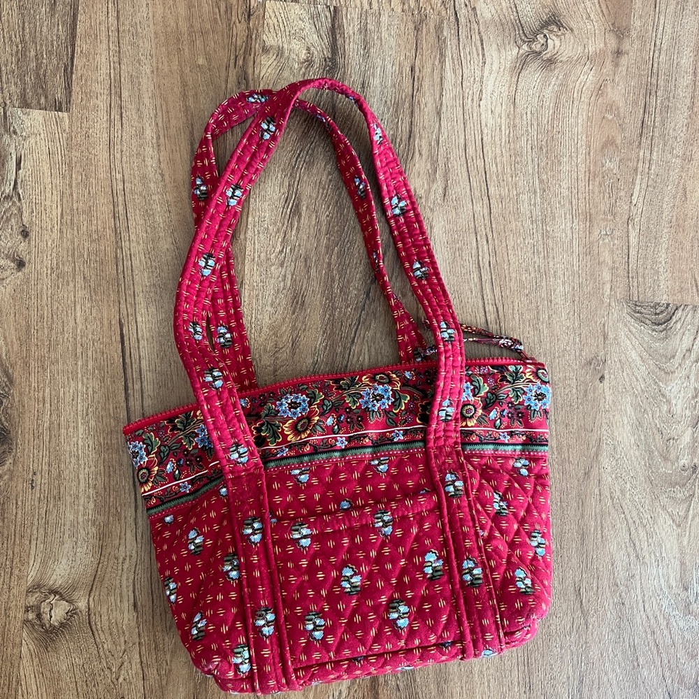 Vera Bradley Provincial Red Villager Zipper Tote Purse